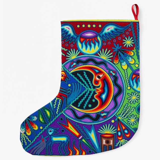 Kunst Oaxacas Mexiko mexikanische Stammes- Boho Großer Weihnachtsstrumpf (Rückseite)
