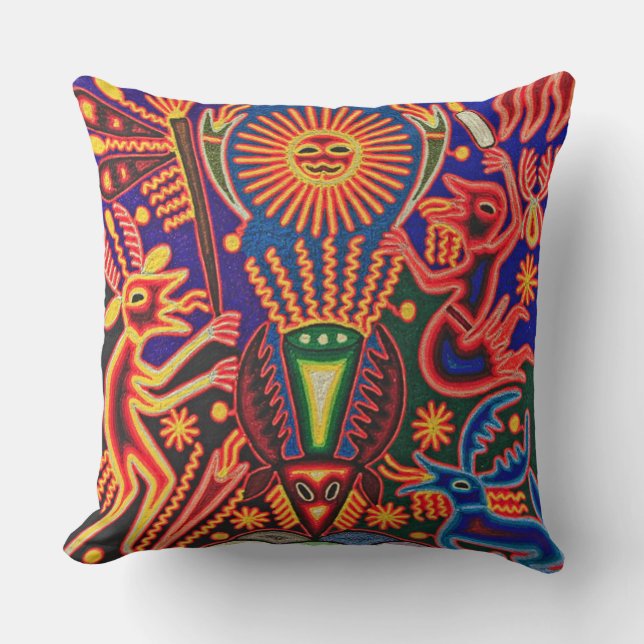 Kunst Oaxacas Mexiko mexikanische Stammes- Boho Kissen (Vorderseite)