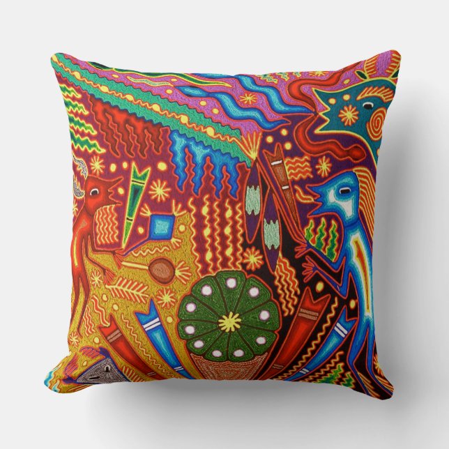 Kunst Oaxacas Mexiko mexikanische Stammes- Boho Kissen (Vorderseite)