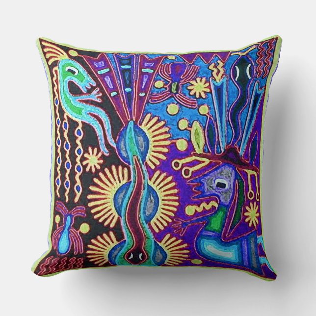 Kunst Oaxacas Mexiko mexikanische Stammes- Boho Kissen (Vorderseite)