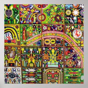 Kunst Oaxacas Mexiko mexikanische Stammes- Boho Poster