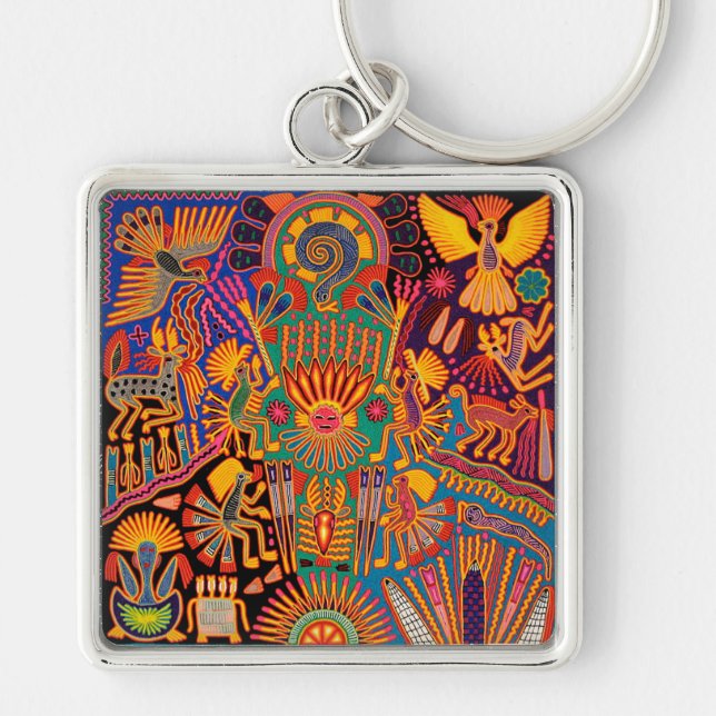 Kunst Oaxacas Mexiko mexikanische Stammes- Boho Schlüsselanhänger (Vorne)