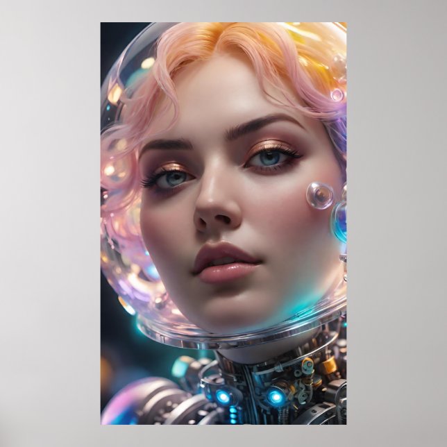 Kunst Potpourri  AI Mädchen Flüssigkeitsblase Poster (Vorne)