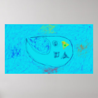 Kunst Potpourri  Aqua Blau Minmalistische Abstrakt Poster