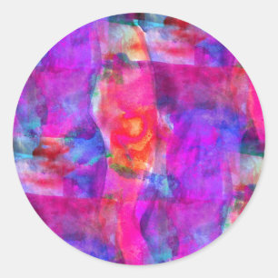 Kunst rosa, blau, rote Textur Hintergrund Runder Aufkleber
