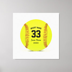 Kunst-Softball-Gelb-rote und schwarze Gewohnheit Leinwanddruck