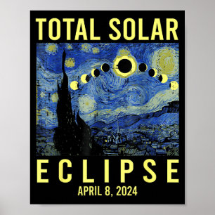 Kunst Sonnenfinsternis 2024 Totalität 8. April Män Poster