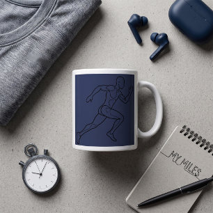 Kunst-Sprinter im Konturenstil beim Laufen Kaffeetasse