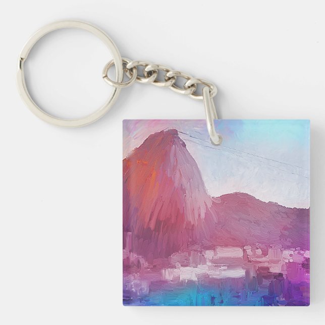 Kunst Sugarloaf Berg Rio de Janeiro Schlüsselanhänger (Vorderseite)