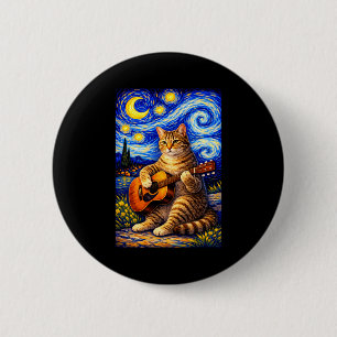 Kunst Tabby-Kat spielt Gitarre Whimsical Button