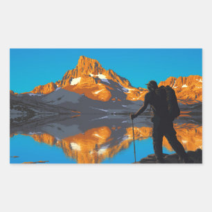 Kunst - Über Banner Peak - John Muir Trail Rechteckiger Aufkleber