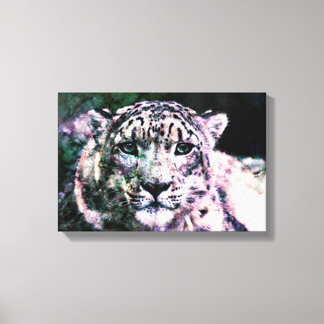 Kunst - überzogene Canvas - Schneeleopard-Mischmed Leinwanddruck (Vorderseite)