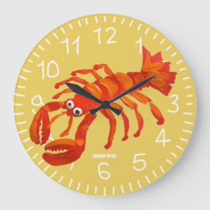 Kunst-Uhr: John-Farbstoff-kornischer Hummer. Große Wanduhr