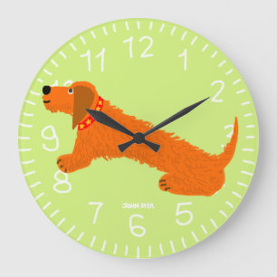 Kunst-Uhr: John-Farbstoff-Wurst-Hund Limon Große Wanduhr