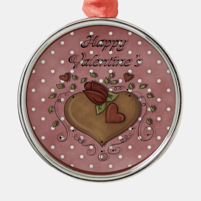 Kunst und Garland Valentinstag Silbernes Ornament (Vorne)