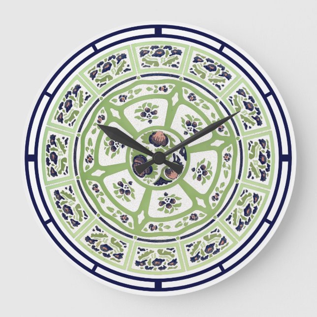 Kunst und Handwerk, Handwerker oder Mission Floral Große Wanduhr (Vorderseite)