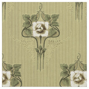 Kunst und Handwerk, Mission Style White Floral Mus Stoff