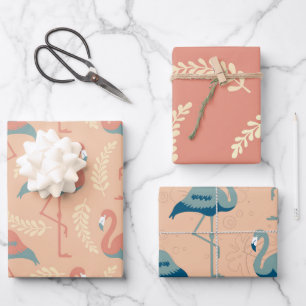 Kunst und Handwerk Stil dekoriert Flamingo gemuste Geschenkpapier Set