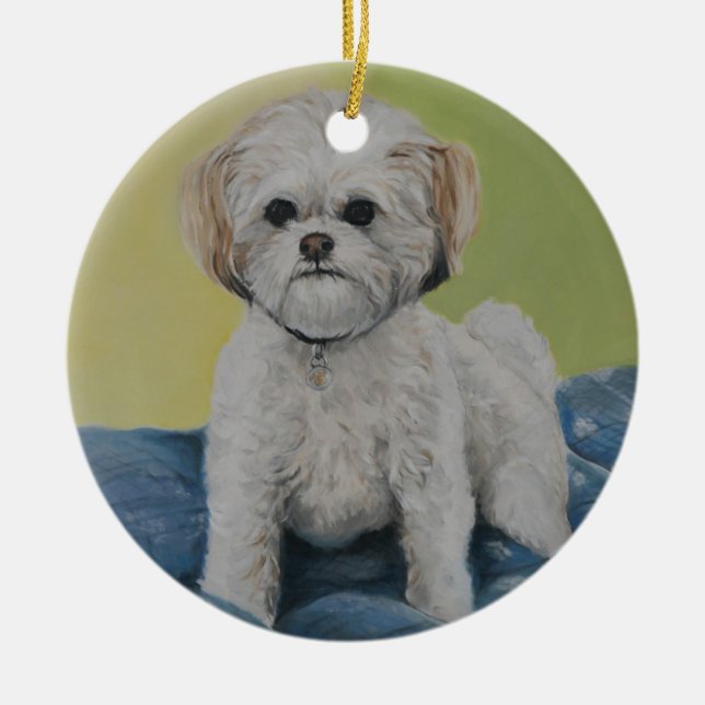 Kunst-Verzierung Baileys Bichon/shihtzu Keramikornament (Vorne)