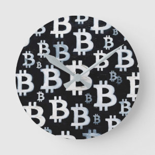 Kunst von Bitcoin (BW #1) Ölgemälde Runde Wanduhr