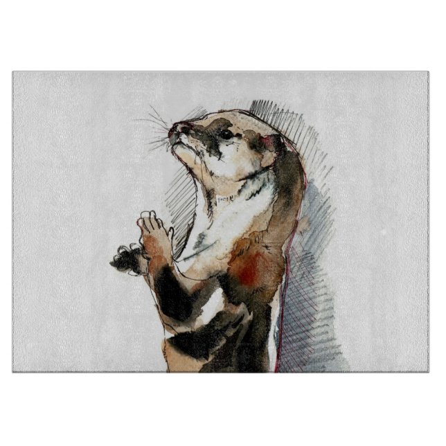Kunst Zeichne Otter | Niedliche Geschenke Schneidebrett (Vorderseite)