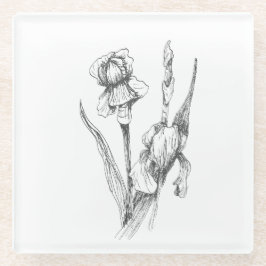 Kunst Zeichnend, Iris-Blume, botanische Kunst Glasuntersetzer