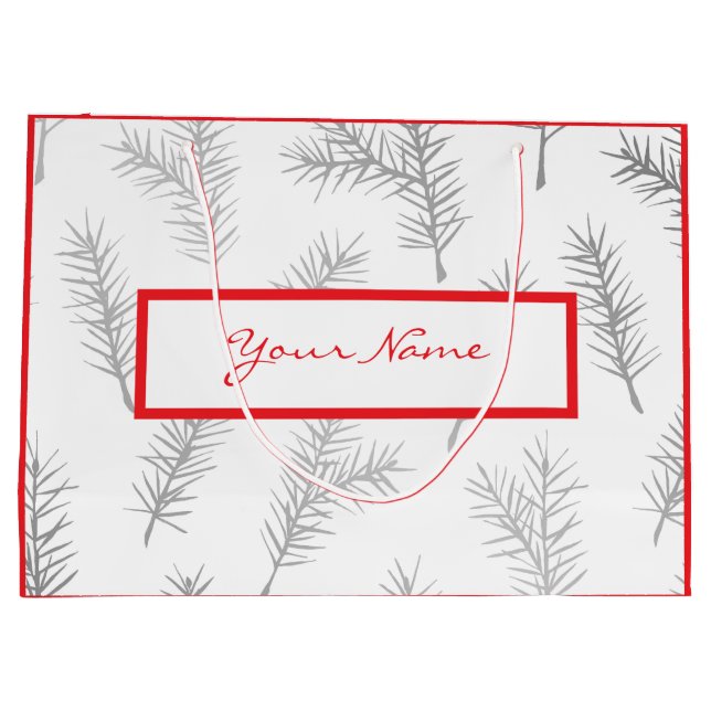 KUNSTBARE FERIENWOHNUNG GIFT BAG PINE NEEDLES RED GROßE GESCHENKTÜTE (Rückseite)