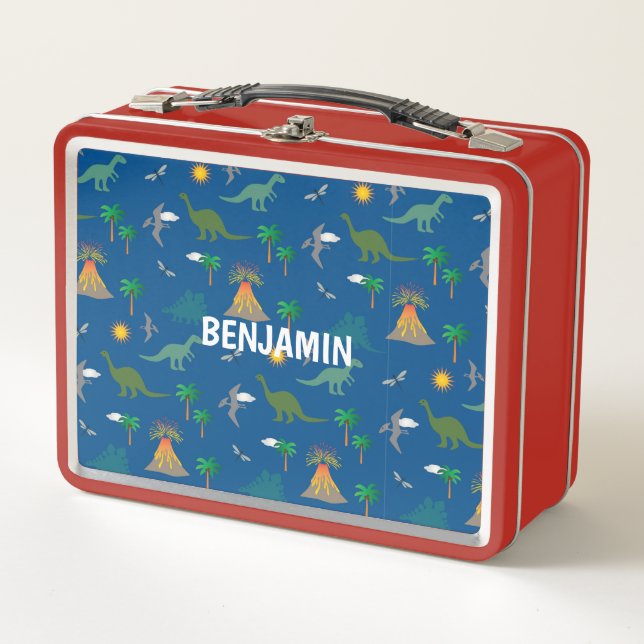 KUNSTBEWUSSTE DINOSAUR KIDs ROTE LUNCHBOX (Vorderseite)