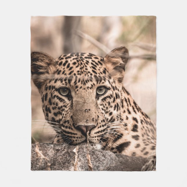 Kunstbild männlicher Leoparden oder Pantherportrai Fleecedecke (Vorderseite)