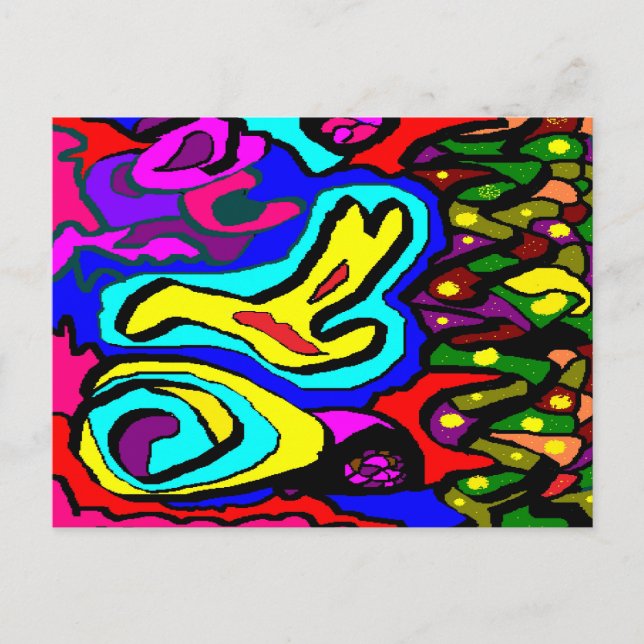 Kunstbild mit viel Farbe hell und lebhaft Postkarte (Vorderseite)