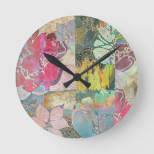 KunstblumenSchmutzmuster Runde Wanduhr