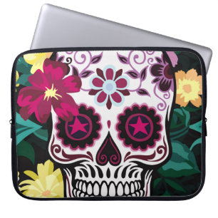 Kunstdarstellung von Schädelschmuck, Blume, Schäde Laptopschutzhülle