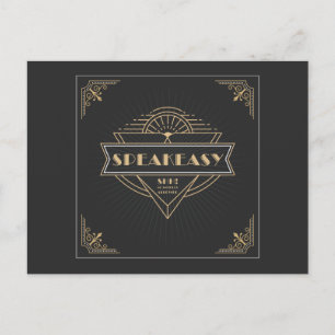 Kunstdekor der 1920er Jahre Flapper Speakeasy Part Einladungspostkarte