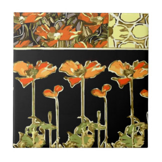Kunstdekorationen (orange Blume) Alphonse Mucha Ti Fliese