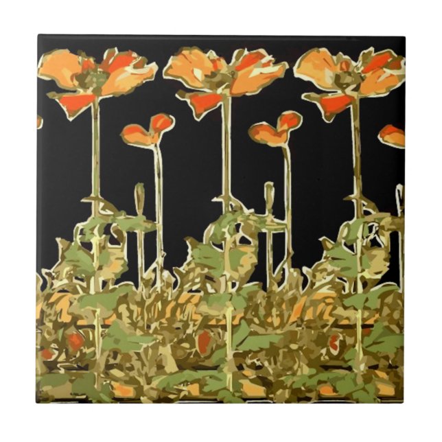 Kunstdekorationen (orange Blume) Alphonse Mucha Ti Fliese (Vorderseite)