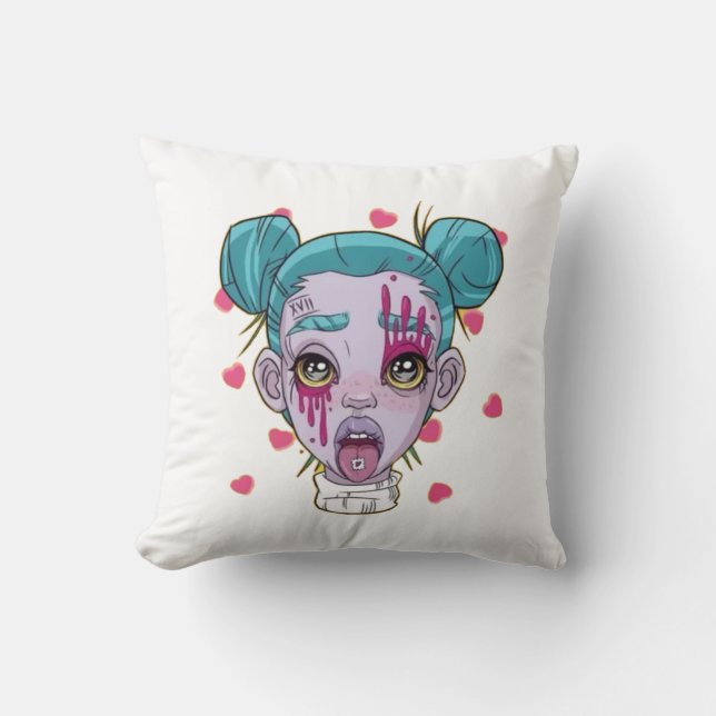 Kunstdesign, Cyberpunk-Kunst, Cyberpunk, Clubgirl Kissen (Vorderseite)