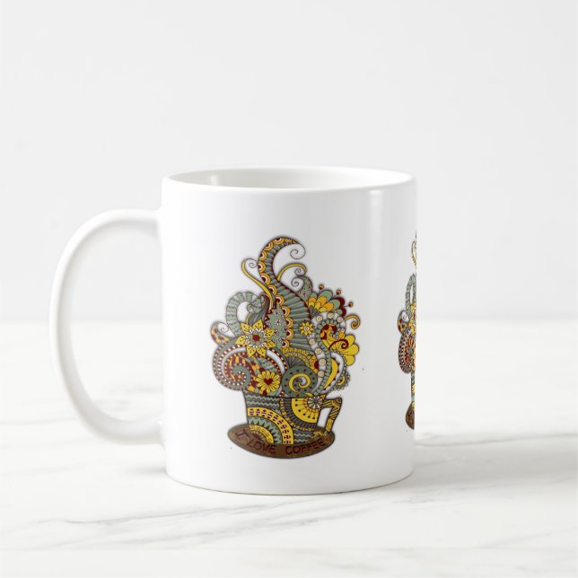 Kunstdoodle-zeichnend Kunst Kaffeetasse (Links)