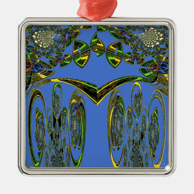 Kunstdruckerei mit Golden Abstract Design Silbernes Ornament (Vorne)