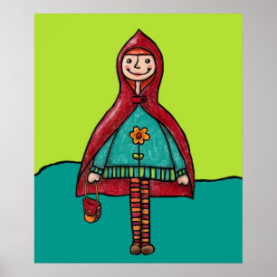 Kunstdruckerei, Niedlicher Rotkäppchen Zeichnend Poster