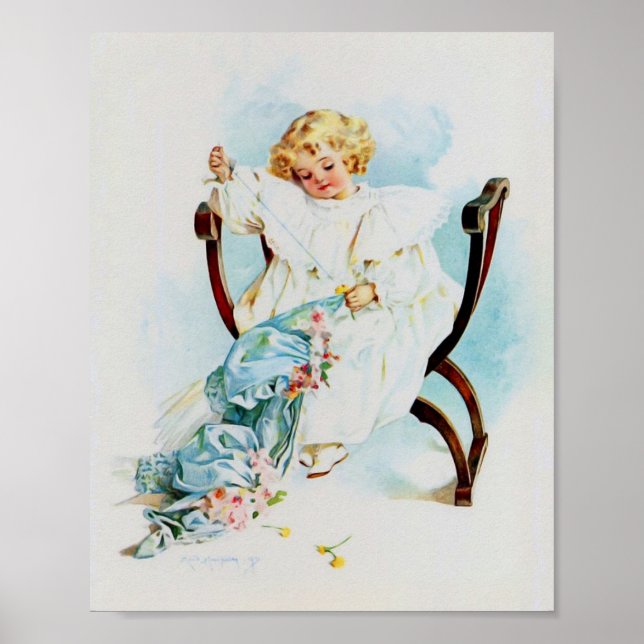 Kunstdruckerei von Maud Humphrey Girl Sewing Poster (Vorne)