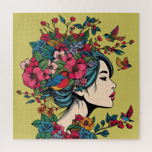 Kunstdruckrätsel Frauen im Herbst mit roten Berrie