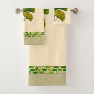 Künste u. Handwerkgeometrisches Ginkgo-Blätter Badhandtuch Set