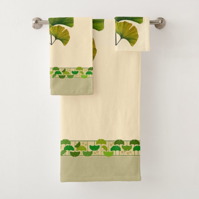 Künste u. Handwerkgeometrisches Ginkgo-Blätter Badhandtuch Set (Insitu)