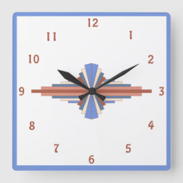 Kunstelemente aus Deko in Rose, Gold und Blau Quadratische Wanduhr