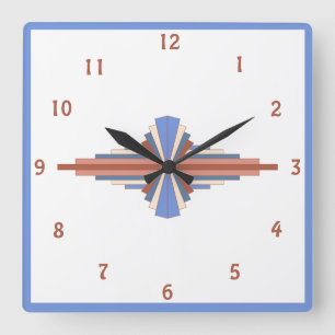 Kunstelemente aus Deko in Rose, Gold und Blau Quadratische Wanduhr