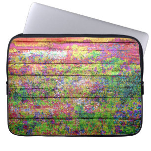 Kunstfarbe Acryl-Blumenmalerei auf Holz #3 Laptopschutzhülle