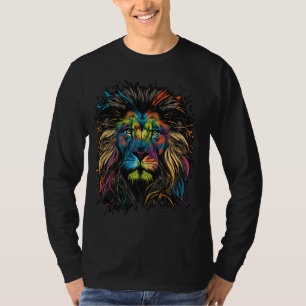 Kunstfarbener Pop Malerei Löwe T-Shirt