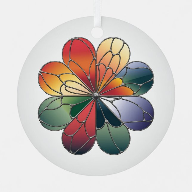 Kunstgefestigte Glaskunst, Abstrakte Blume Ornament Aus Metall (Vorderseite)