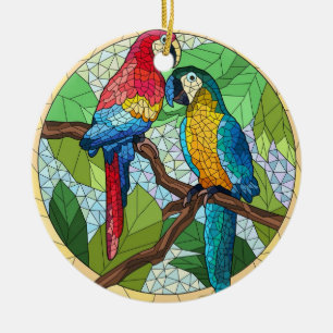 Kunstgefestigte Glaskunst, farbenfroher Papagei au Keramik Ornament