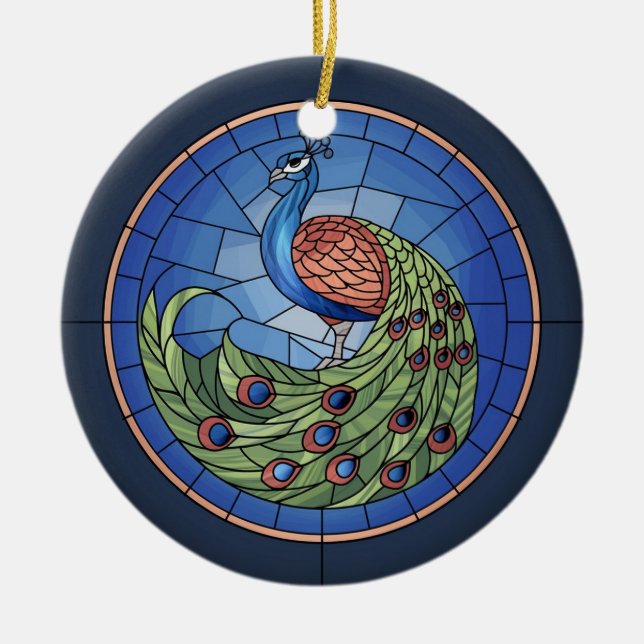 Kunstgefestigte Glaskunst, festgehaltenes Pfau Keramik Ornament (Vorne)